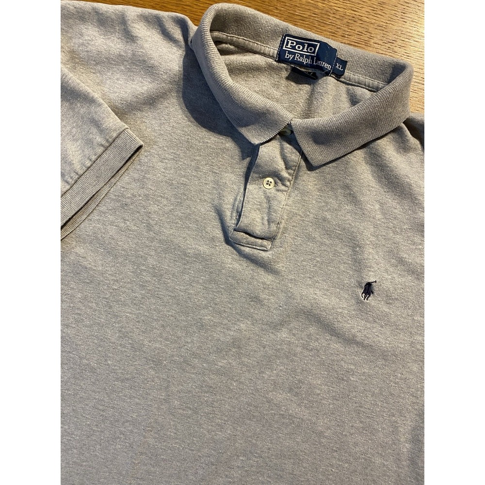 Vintage Polo by Ralph Lauren Polo Shirt Men's XL Gray Short Sleeve Blue Pony